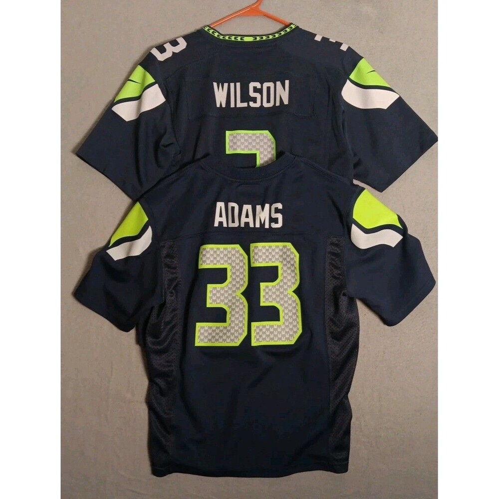 2 NIKE &  NFL SEAHAWKS RUSSEL WILSON #3 AND JAMAL ADAMS 33 YOUTH  LARGE (14-16
